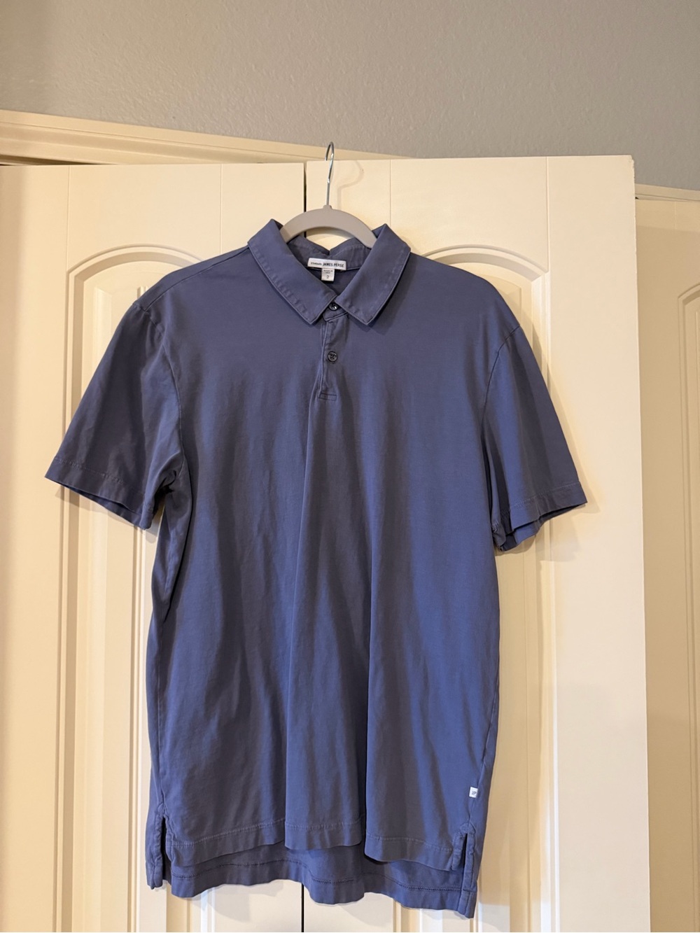 James Perse Men's Slate Blue Short-Sleeve Polo